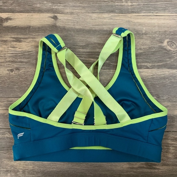 Fabletics  Teal and Lime Women's Sports Bra  high impact - Picture 5 of 8